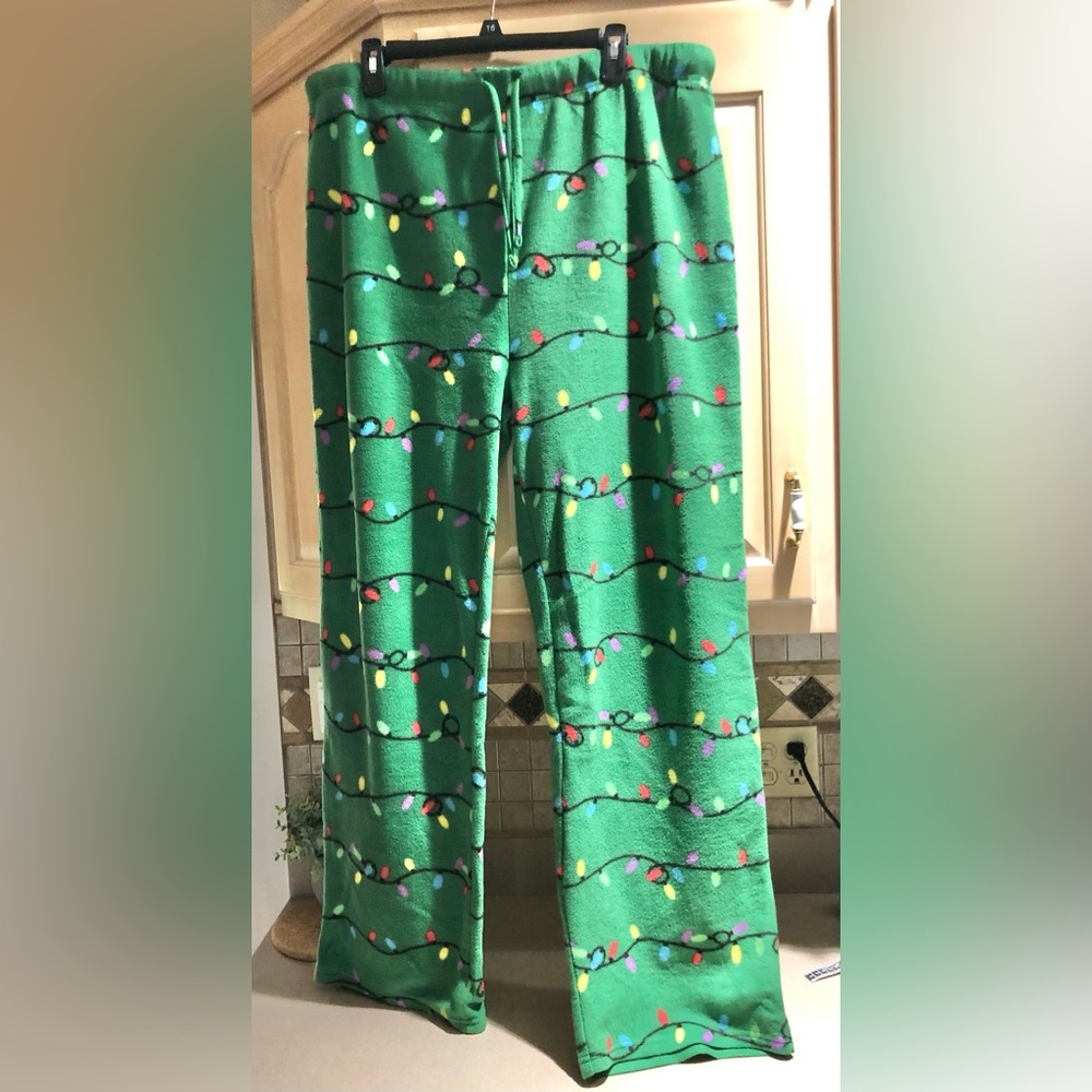 Green Christmas Lights Fleece Pajamas Pants size 2XL & XL (sold separately)